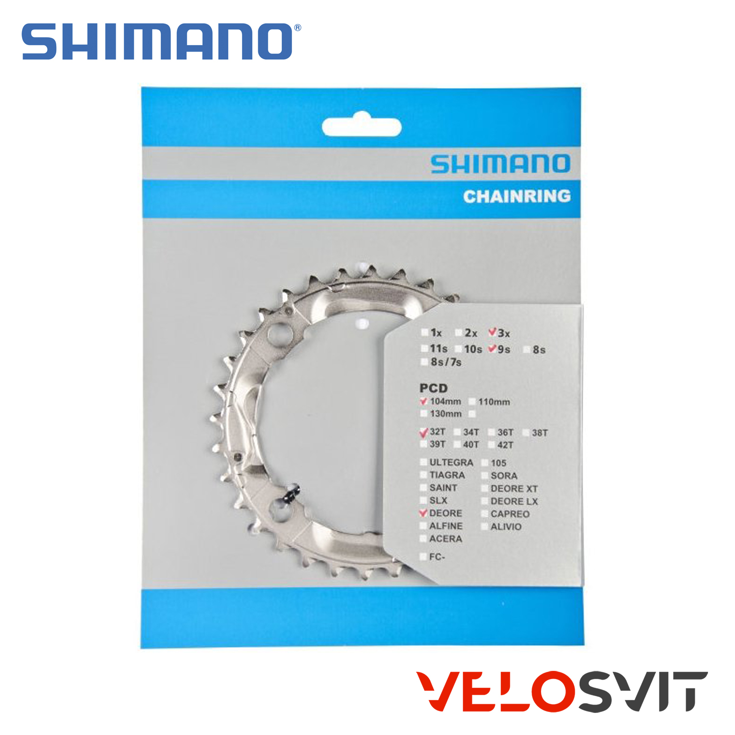 Зірка шатунів SHIMANO FC-M532 32 зуб. 9-шв. срібляста