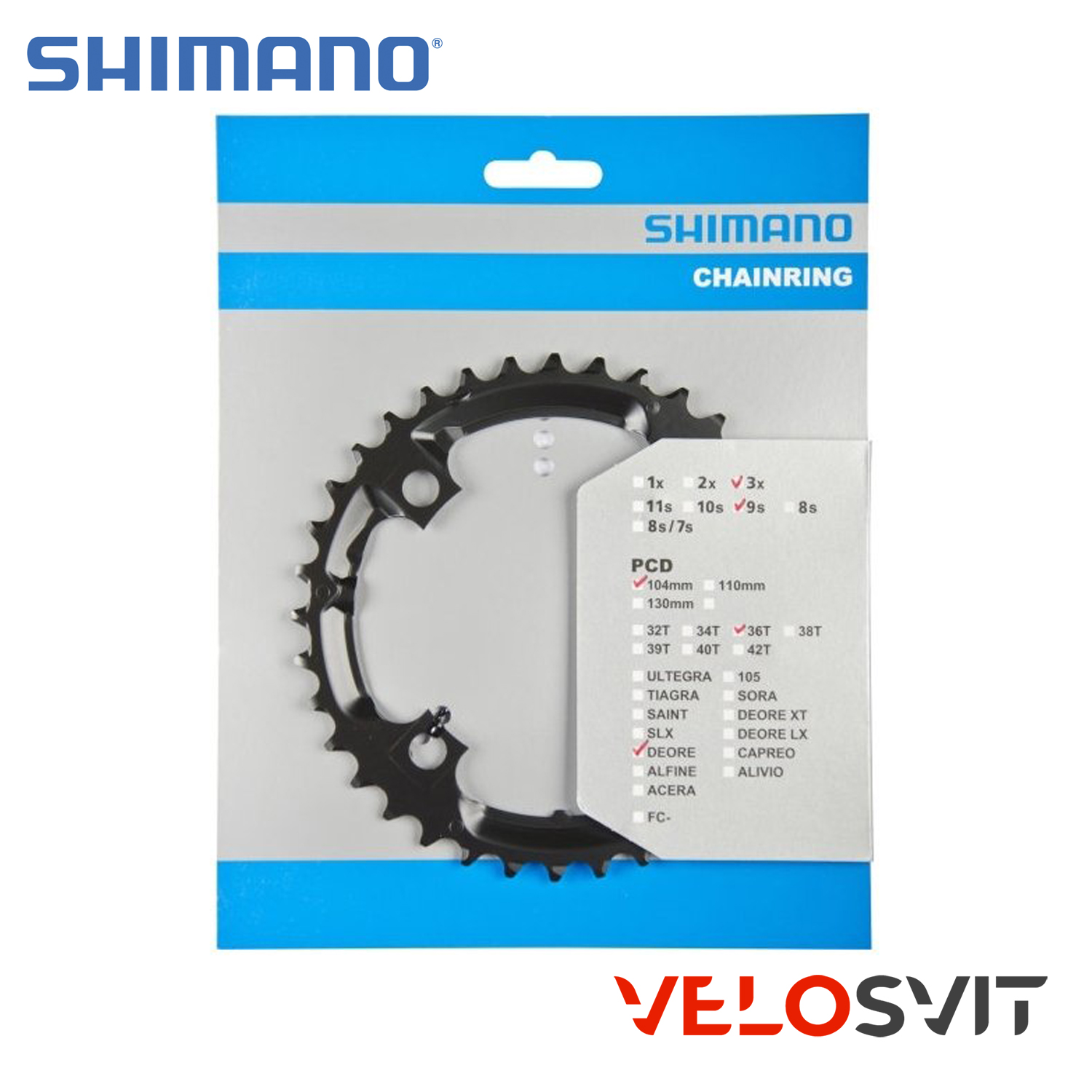 Зірка шатунів SHIMANO FC-M590 DEORE/M430/M391 36 зуб. чорн