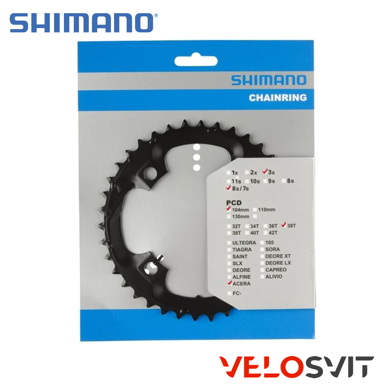 Зірка шатунів SHIMANO FC-M361 ACERA 38зуб. чорна